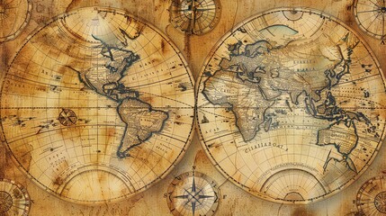 Naklejka premium Antique map wallpaper