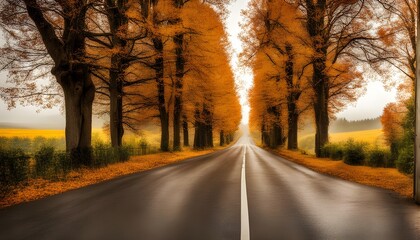 Fototapeta premium road with autumn