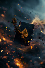 Ace of Spades: Black Card with Gold Embellishments  [created with generative AI technology]
