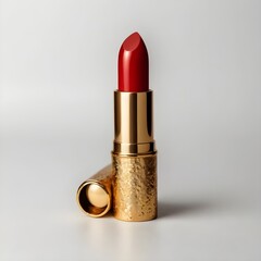 red lipstick on a white background