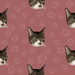 The pattern (infinite picture) of the cat meme is a brown cat being angry. The illustration is made in pastel colors. The picture conveys a joke, humor, meme.