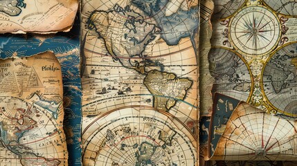 Fototapeta premium Antique map wallpaper