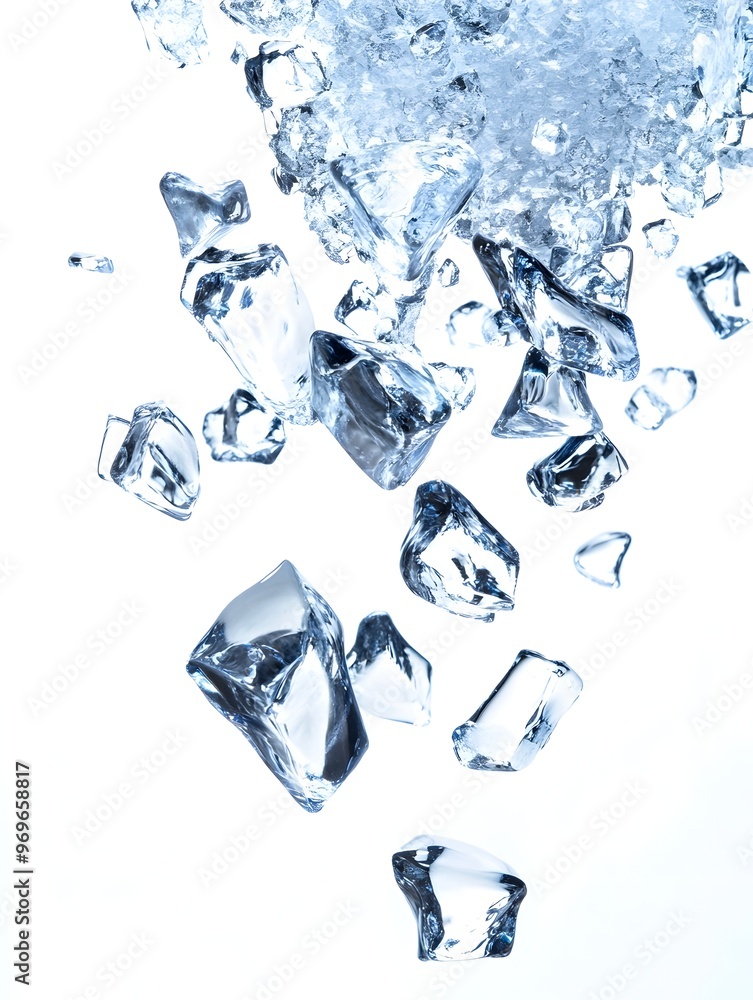 Poster mesmerizing abstract background with intricate and delicate frozen ice crystals in icy blue and gray