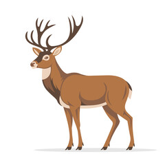 Majestic Deer Illustration, Elegant Reindeer Vector Art, Brown Buck with Antlers