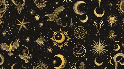 Mythical pattern seamless wallpaper