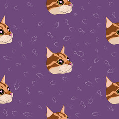 The pattern (infinite picture) of the cat meme is a red cat in love. The illustration is made in pastel colors. The picture conveys a joke, humor, meme, love.