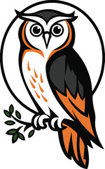Owl setting on a branch vector illustration 
