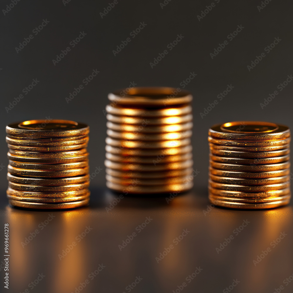 Aufkleber shiny golden metal rings stacked in three different heights create striking visual effect. smooth te