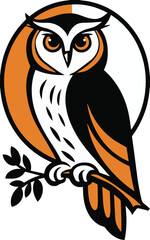 Owl setting on a branch vector illustration 