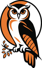 Obraz premium Owl setting on a branch vector illustration 