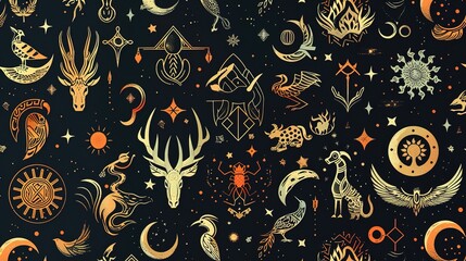mythical pattern seamless wallpaper