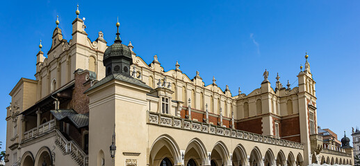 Fragments of the famous Sukiennice (Cloth Hall) on Rynek Glowny (Market Square). Sukiennice built in mid-thirteenth century. Sukiennice most important landmark of Krakow. Poland. © dbrnjhrj