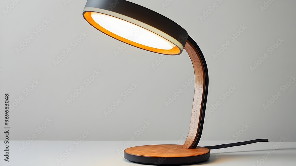 Poster minimalist flexible arm table lamp in a contemporary design isolated on a plain white background for