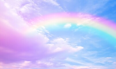 Obraz premium vibrant rainbow arcing through dramatic cloudy sky - hopeful