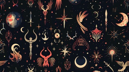 mythical pattern seamless wallpaper