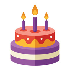 Illustration of birthday cake with three candles Isolated