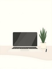Portable laptop computer flat vector illustration with modern sleek design, ideal for websites, tech presentations, educational resources, digital content creation, remote work, and online learning