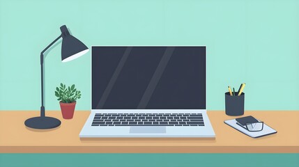 Portable laptop computer flat vector illustration with modern sleek design, ideal for websites, tech presentations, educational resources, digital content creation, remote work, and online learning