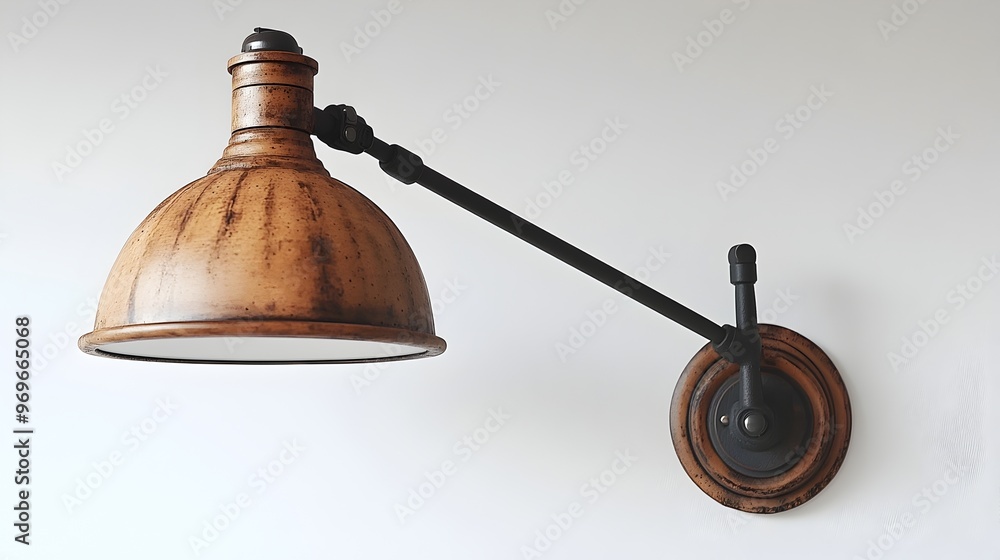 Poster minimalist wall mounted reading lamp with a flexible arm isolated on a plain white background this c