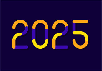 Happy New Year 2025 Festive Multicolor Design Abstract Logo Symbol Vector Illustration With Blue Background