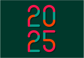 2025 Happy New Year Festive Multicolor Design Abstract Logo Symbol Vector Illustration With Green Background