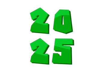 2025 Happy New Year Realistic Decoration Green Design Abstract Logo Symbol Vector Illustration