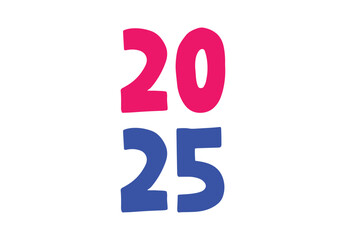2025 Happy New Year Typography Pink And Blue Design Abstract Logo Symbol Vector Illustration