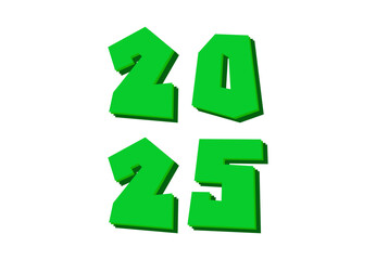 2025 Happy New Year Realistic Decoration Green Design Abstract Logo Symbol Vector Illustration