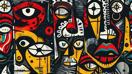 Obraz premium Cartoon style street art pattern wallpaper