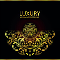 Abstract golden pattern east style with Luxury mandala background  design