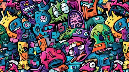 Cartoon street art pattern wallpaper