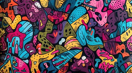 Cartoon street art pattern wallpaper