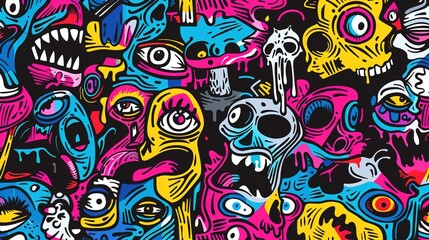 Cartoon street art pattern wallpaper