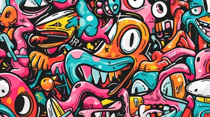 Cartoon street art pattern wallpaper