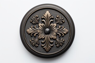 Naklejka premium Antique Floral Pattern Cabinet Knob Isolated on White Background