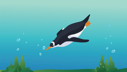 Penguin underwater