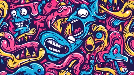 Cartoon street art pattern wallpaper