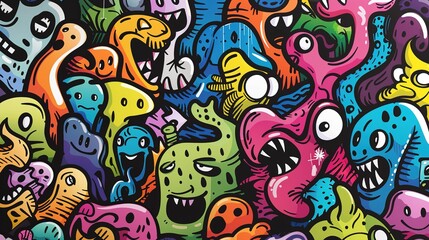 Cartoon street art pattern wallpaper