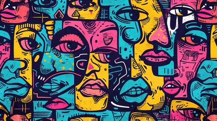 Cartoon street art pattern wallpaper