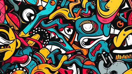 Cartoon street art pattern wallpaper