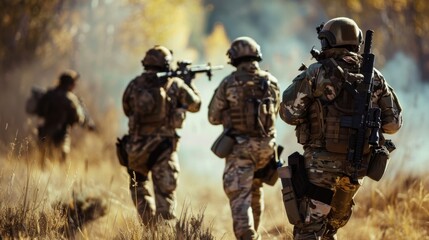 Obraz premium Armed Soldiers on Urban Patrol
