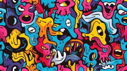 Cartoon street art pattern wallpaper