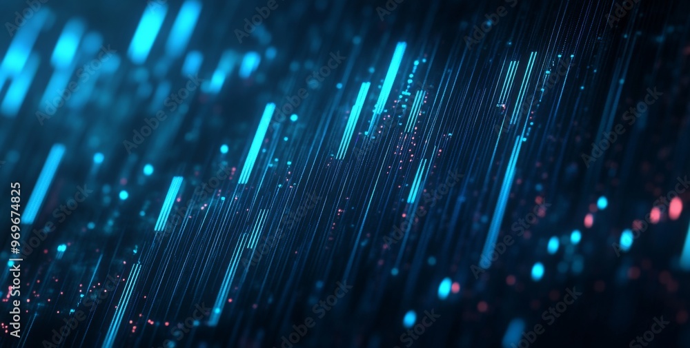 Aufkleber digital background with trading charts featuring rising numbers and blurred bokeh . includes space f