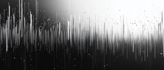 Abstract Digital Rain Background with White Binary Code Lines