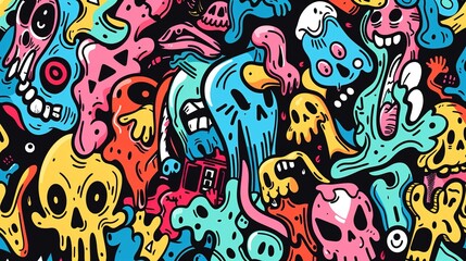 Cartoon street art pattern wallpaper