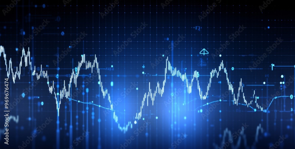 Aufkleber digital background with trading charts featuring rising numbers and blurred bokeh . includes space f