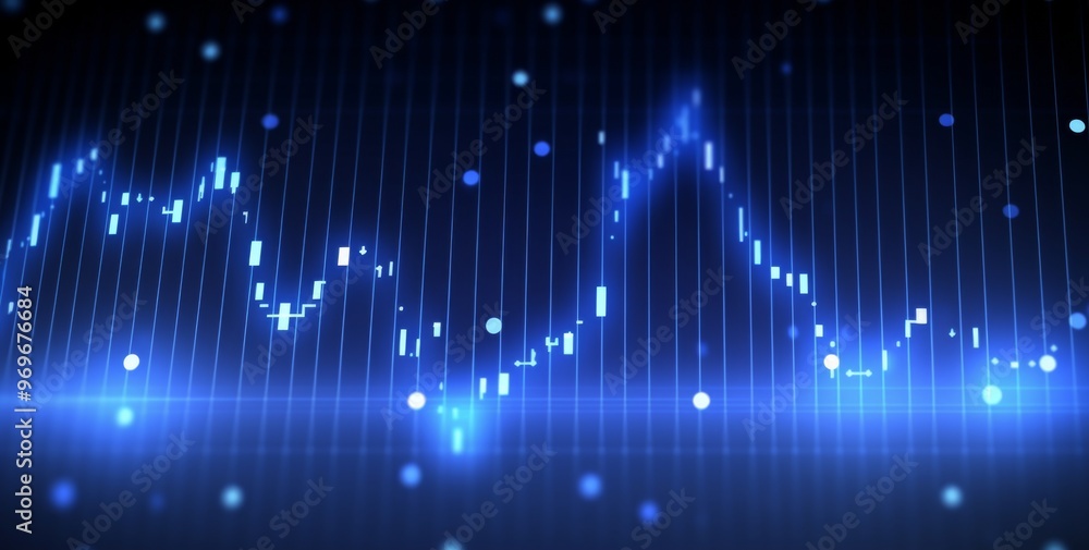 Aufkleber digital background with trading charts featuring rising numbers and blurred bokeh . includes space f