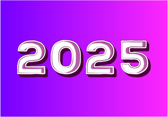 Happy New Year 2025 Design Purple Typography Realistic Abstract Logo Symbol Vector Illustration