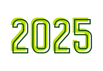 Happy New Year 2025 Design Green Typography Abstract Logo Symbol Vector Illustration