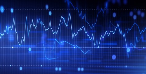 Fototapeta premium Digital Background with Trading Charts Featuring Rising Numbers and Blurred bokeh . Includes Space for Additional Graphics or Images.
